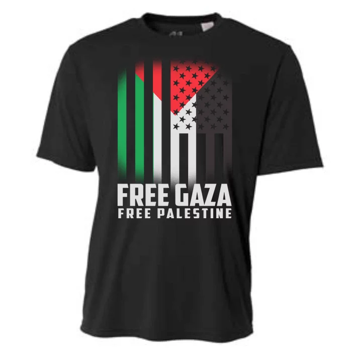 Free Gaza Free Palestine US Palestine Flag colors Cooling Performance Crew T-Shirt