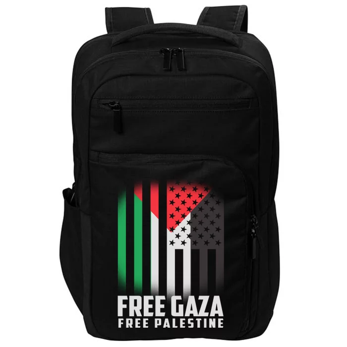 Free Gaza Free Palestine US Palestine Flag colors Impact Tech Backpack