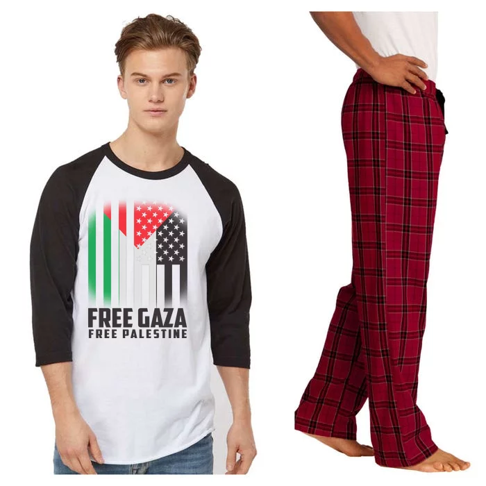 Free Gaza Free Palestine US Palestine Flag colors Raglan Sleeve Pajama Set