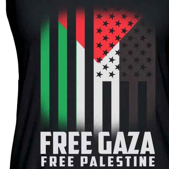 Free Gaza Free Palestine US Palestine Flag colors Ladies Essential Flowy Tank