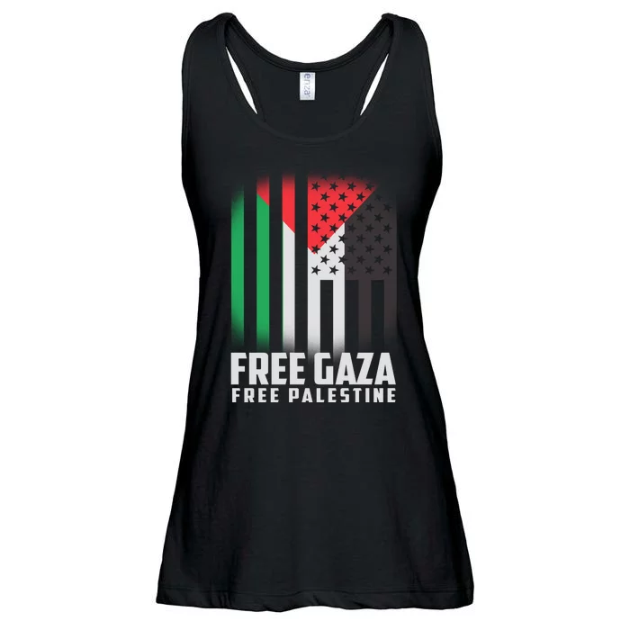 Free Gaza Free Palestine US Palestine Flag colors Ladies Essential Flowy Tank