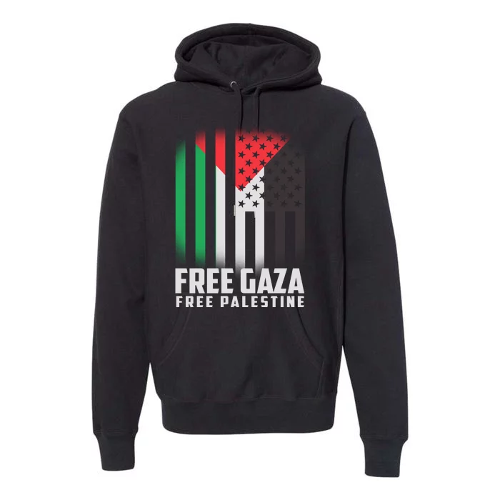 Free Gaza Free Palestine US Palestine Flag colors Premium Hoodie