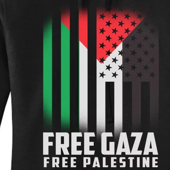 Free Gaza Free Palestine US Palestine Flag colors Women's Pullover Hoodie