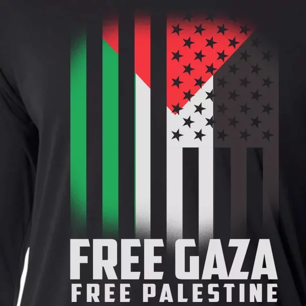 Free Gaza Free Palestine US Palestine Flag colors Cooling Performance Long Sleeve Crew