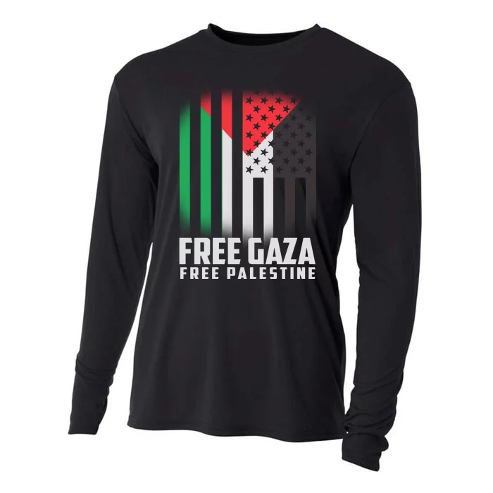 Free Gaza Free Palestine US Palestine Flag colors Cooling Performance Long Sleeve Crew