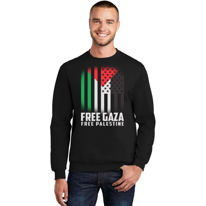 Free Gaza Free Palestine US Palestine Flag colors Tall Sweatshirt