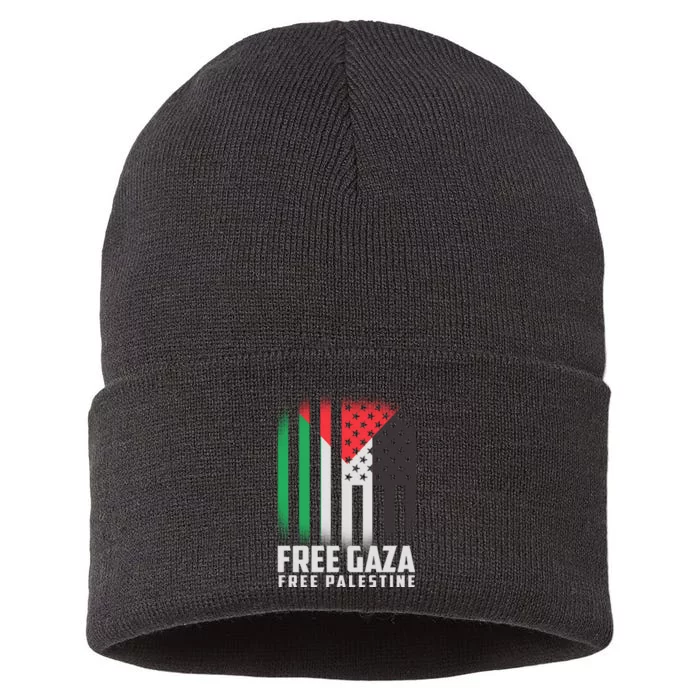 Free Gaza Free Palestine US Palestine Flag colors Sustainable Knit Beanie