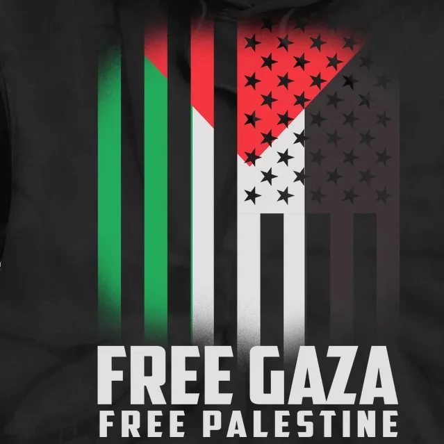 Free Gaza Free Palestine US Palestine Flag colors Tie Dye Hoodie