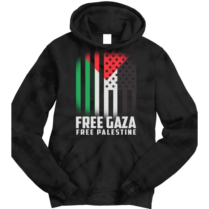 Free Gaza Free Palestine US Palestine Flag colors Tie Dye Hoodie