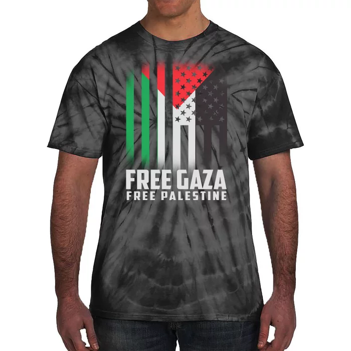 Free Gaza Free Palestine US Palestine Flag colors Tie-Dye T-Shirt