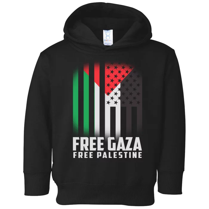 Free Gaza Free Palestine US Palestine Flag colors Toddler Hoodie