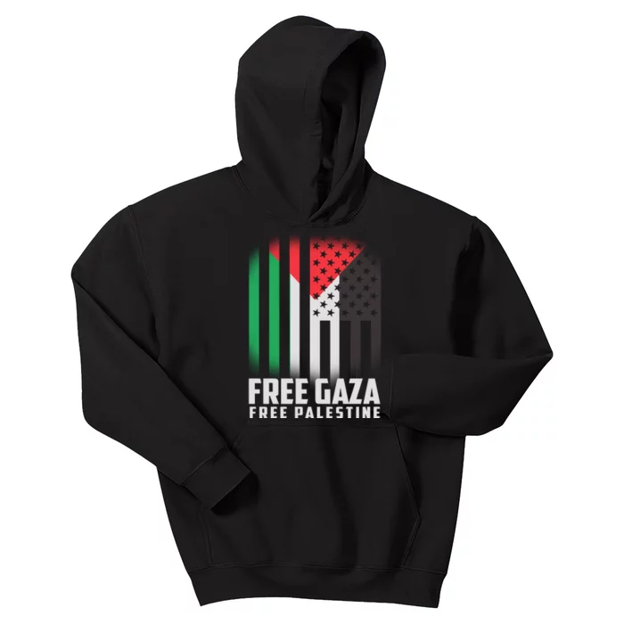 Free Gaza Free Palestine US Palestine Flag colors Kids Hoodie