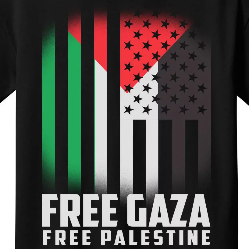 Free Gaza Free Palestine US Palestine Flag colors Kids T-Shirt