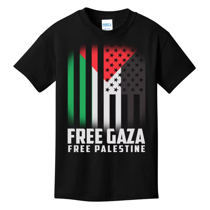 Free Gaza Free Palestine US Palestine Flag colors Kids T-Shirt