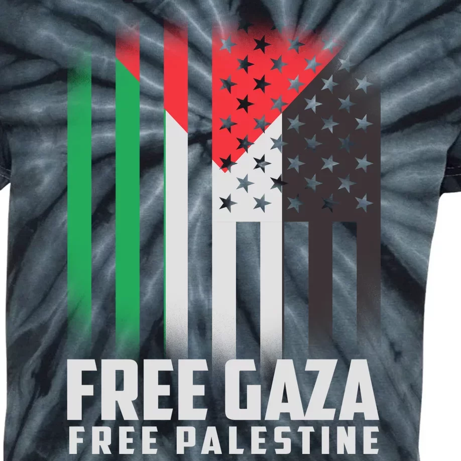 Free Gaza Free Palestine US Palestine Flag colors Kids Tie-Dye T-Shirt