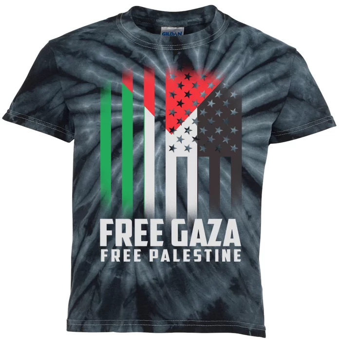 Free Gaza Free Palestine US Palestine Flag colors Kids Tie-Dye T-Shirt