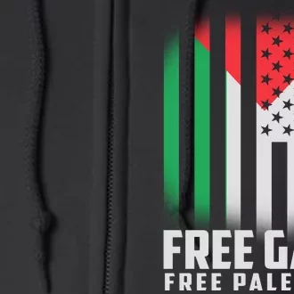 Free Gaza Free Palestine US Palestine Flag colors Full Zip Hoodie