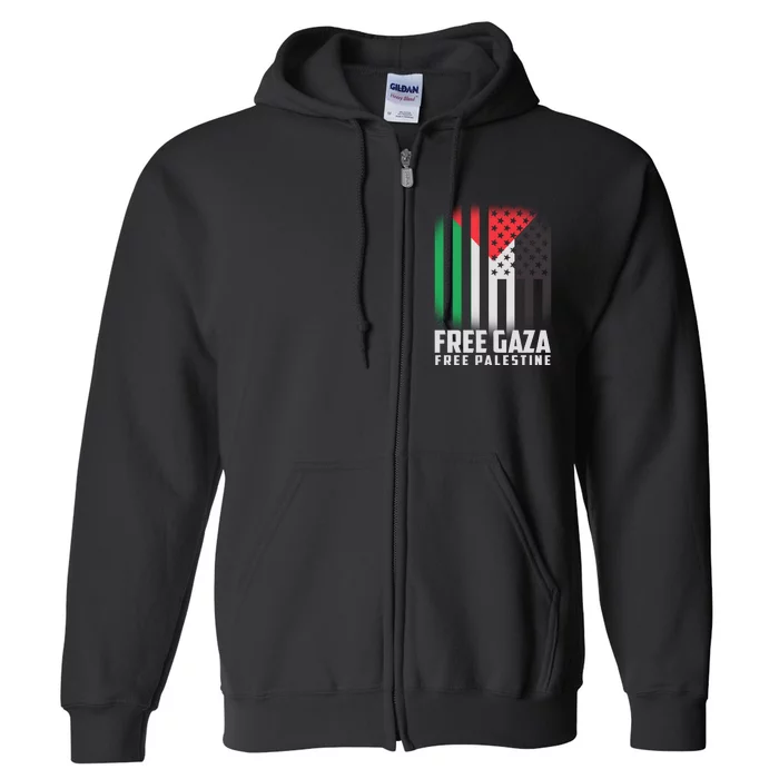 Free Gaza Free Palestine US Palestine Flag colors Full Zip Hoodie