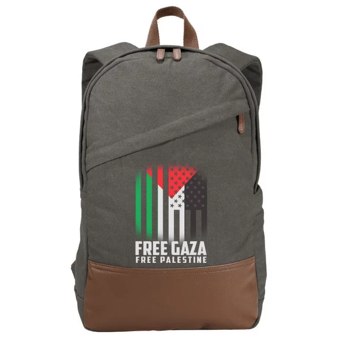 Free Gaza Free Palestine US Palestine Flag colors Cotton Canvas Backpack