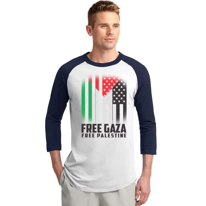 Free Gaza Free Palestine US Palestine Flag colors Baseball Sleeve Shirt