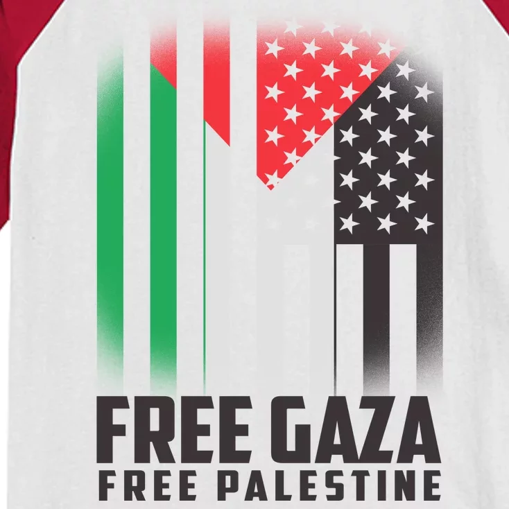 Free Gaza Free Palestine US Palestine Flag colors Kids Colorblock Raglan Jersey