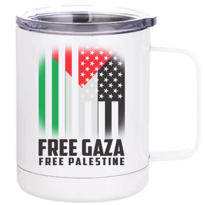 Free Gaza Free Palestine US Palestine Flag colors Front & Back 12oz Stainless Steel Tumbler Cup