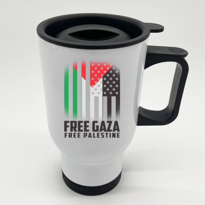 Free Gaza Free Palestine US Palestine Flag colors Front & Back Stainless Steel Travel Mug