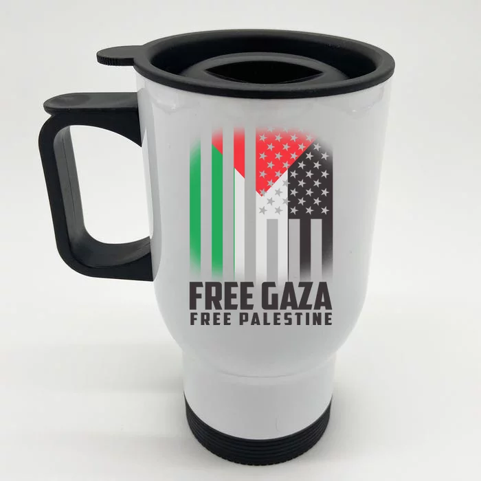 Free Gaza Free Palestine US Palestine Flag colors Front & Back Stainless Steel Travel Mug