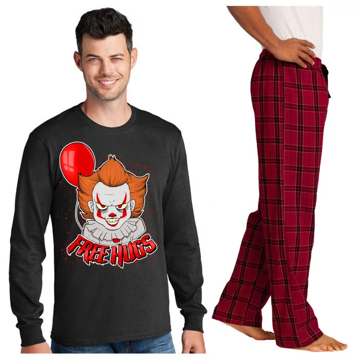 Free Hugs Scary Clown Funny Long Sleeve Pajama Set