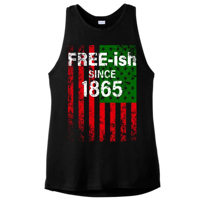 Free-ish Since 1865 Juneteenth Day Flag Black Pride Ladies Tri-Blend Wicking Tank