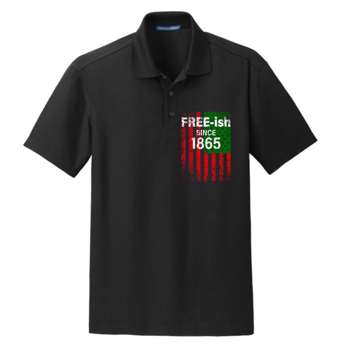 Free-ish Since 1865 Juneteenth Day Flag Black Pride Dry Zone Grid Performance Polo