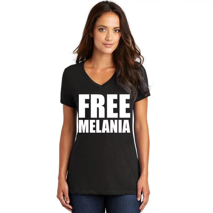 Free Melania Bold Text Women's V-Neck T-Shirt