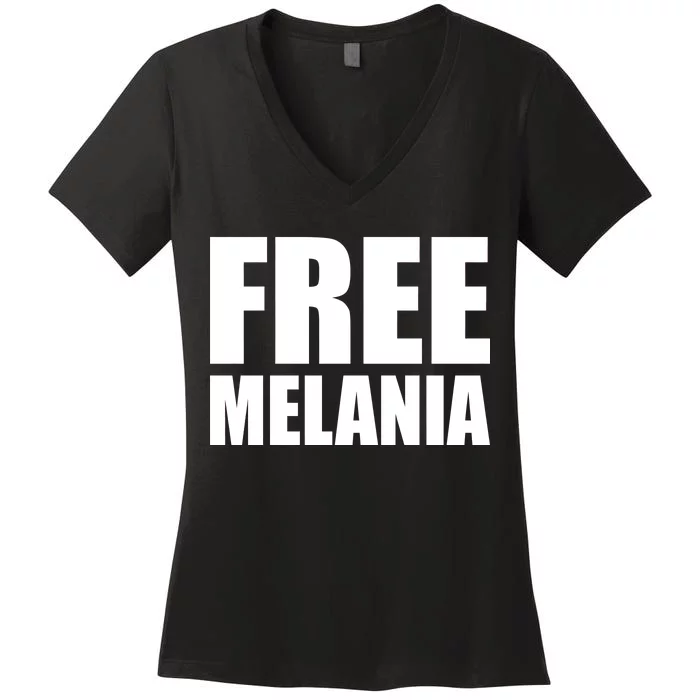 Free Melania Bold Text Women's V-Neck T-Shirt