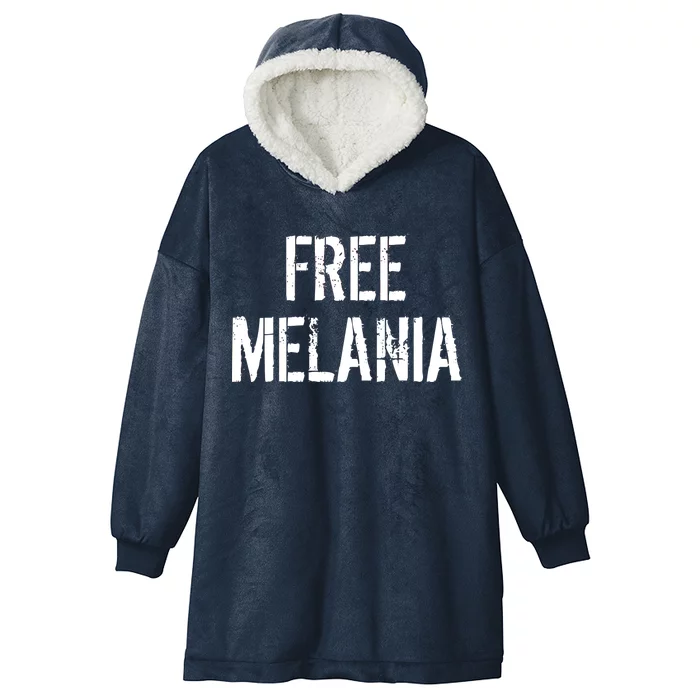 Free Melania Funny Distressed Logo Hooded Wearable Blanket