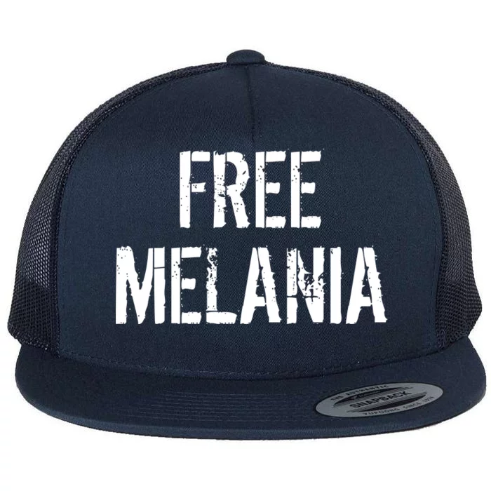 Free Melania Funny Distressed Logo Flat Bill Trucker Hat