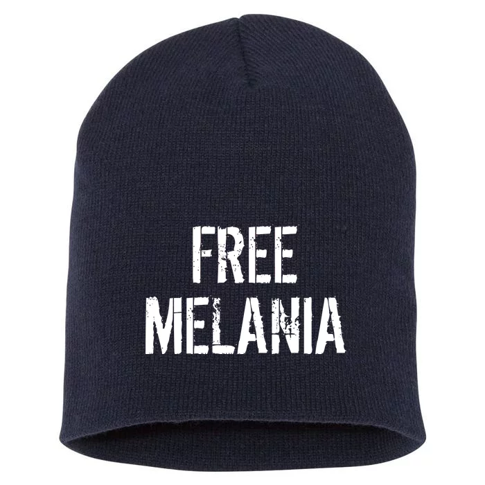 Free Melania Funny Distressed Logo Short Acrylic Beanie