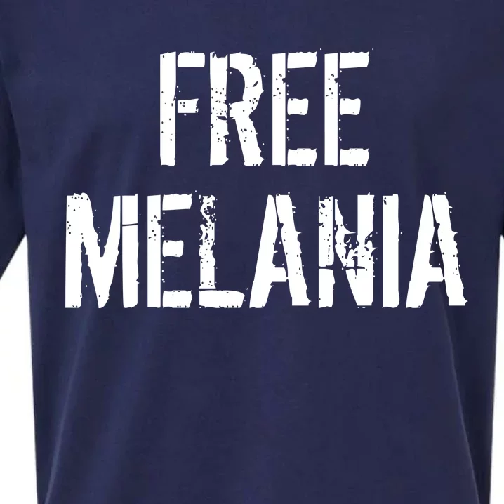 Free Melania Funny Distressed Logo Sueded Cloud Jersey T-Shirt