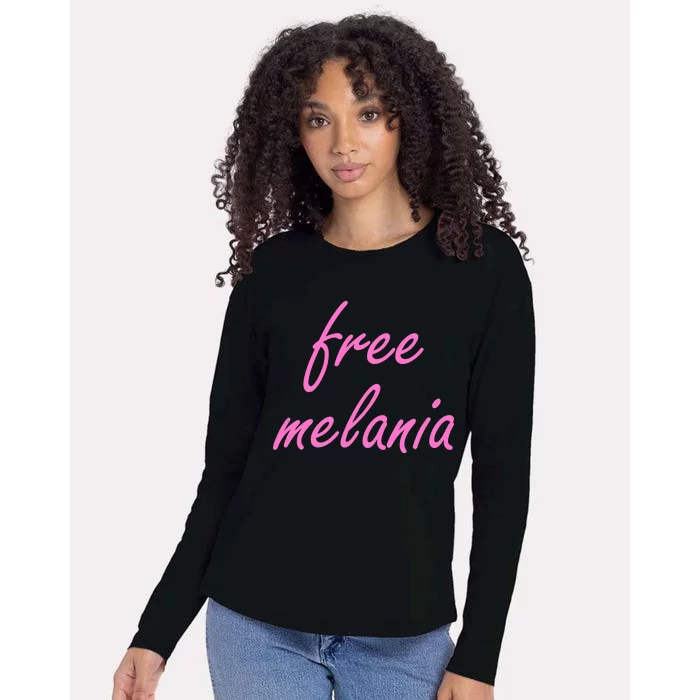 Free Melania Pink Script Logo Womens Cotton Relaxed Long Sleeve T-Shirt