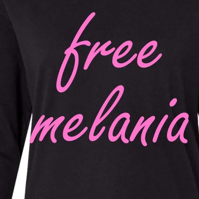 Free Melania Pink Script Logo Womens Cotton Relaxed Long Sleeve T-Shirt