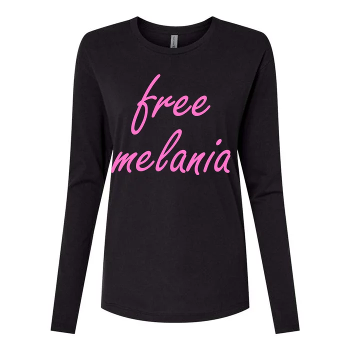 Free Melania Pink Script Logo Womens Cotton Relaxed Long Sleeve T-Shirt