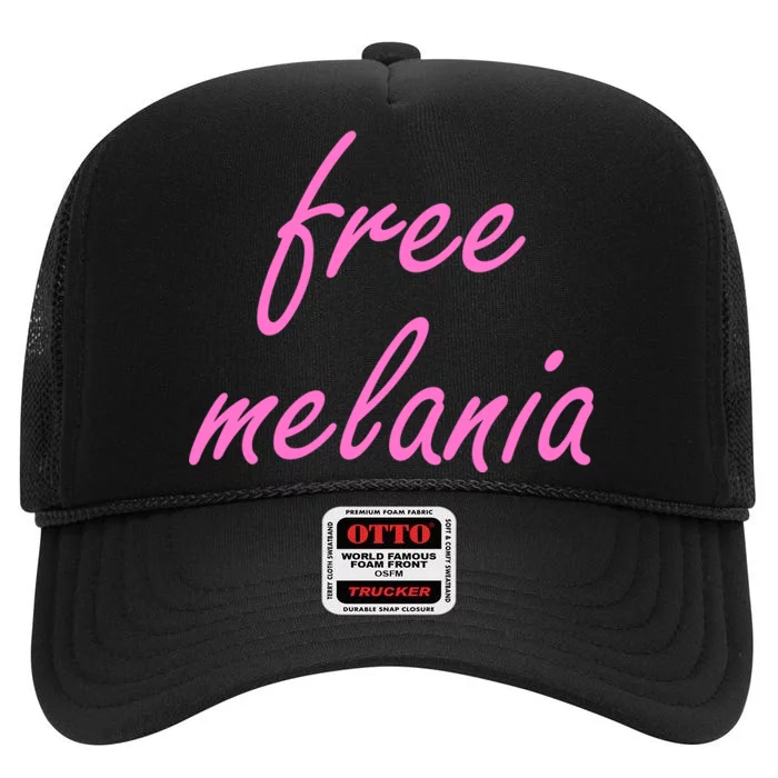 Free Melania Pink Script Logo High Crown Mesh Trucker Hat