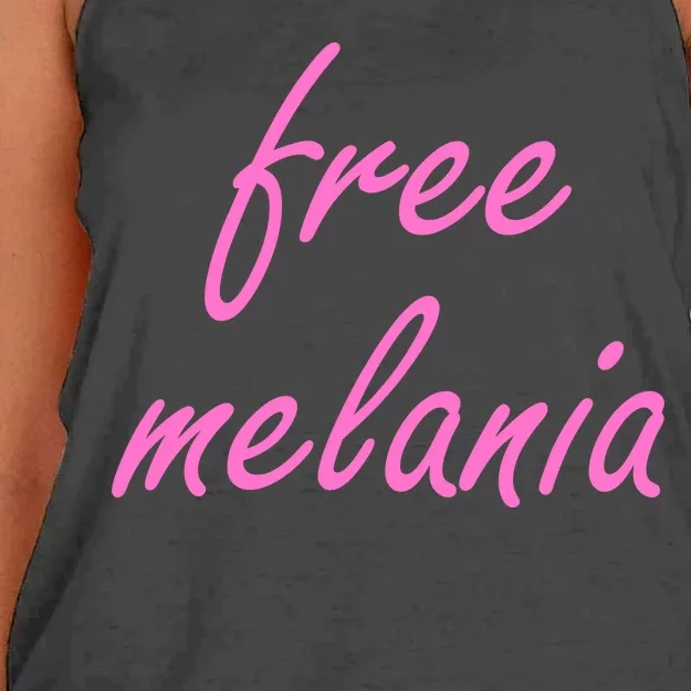 Free Melania Pink Script Logo Women's Knotted Racerback Tank