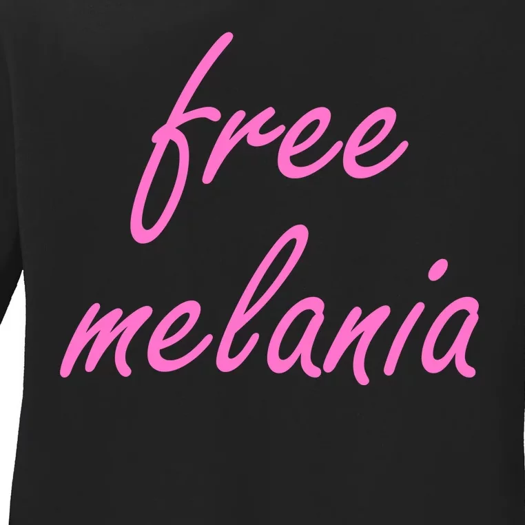 Free Melania Pink Script Logo Ladies Long Sleeve Shirt