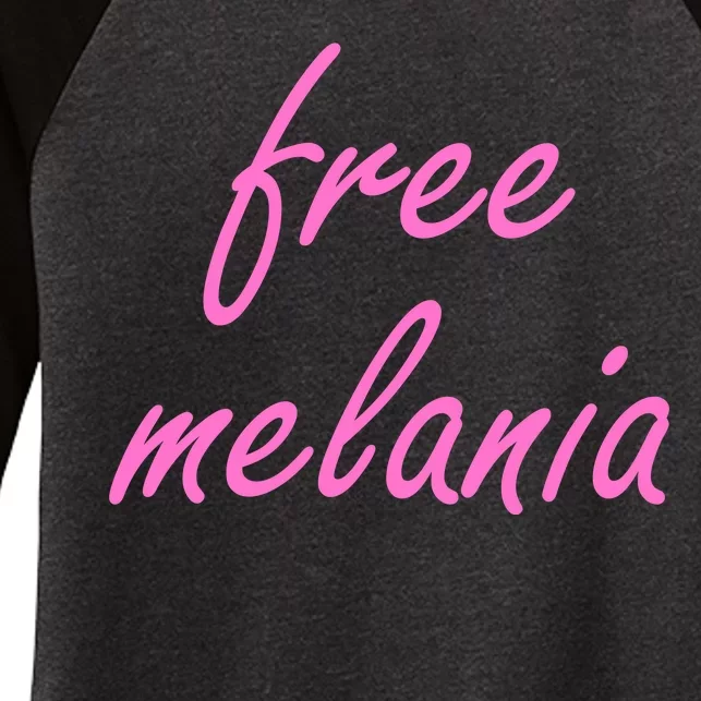 Free Melania Pink Script Logo Women's Tri-Blend 3/4-Sleeve Raglan Shirt