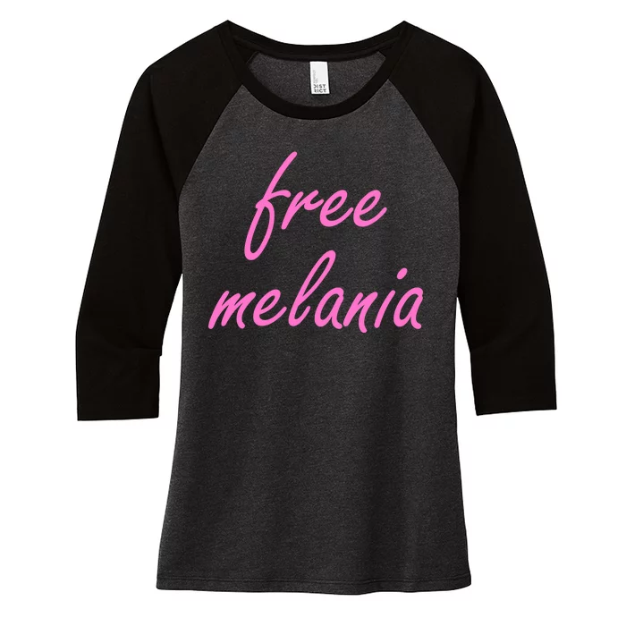 Free Melania Pink Script Logo Women's Tri-Blend 3/4-Sleeve Raglan Shirt