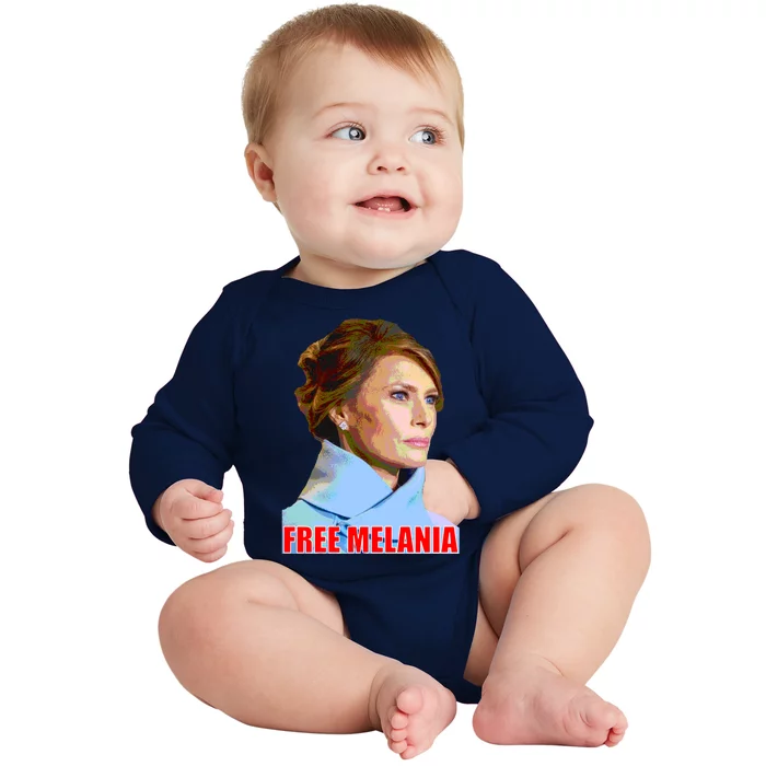 Free Melania Red Photo Baby Long Sleeve Bodysuit