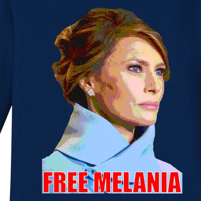 Free Melania Red Photo Baby Long Sleeve Bodysuit