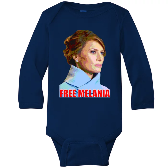 Free Melania Red Photo Baby Long Sleeve Bodysuit