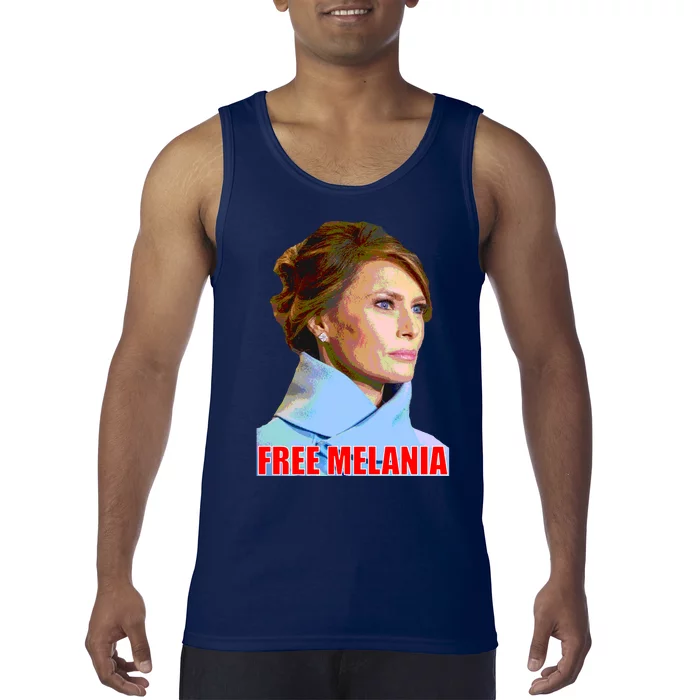 Free Melania Red Photo Tank Top