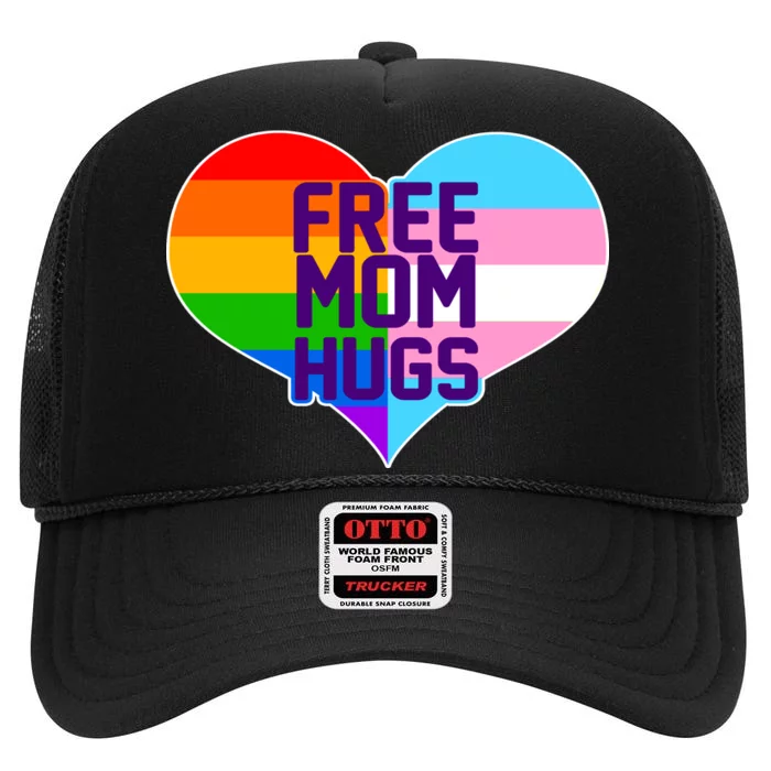 Free Mom Hugs LGBT Support High Crown Mesh Trucker Hat